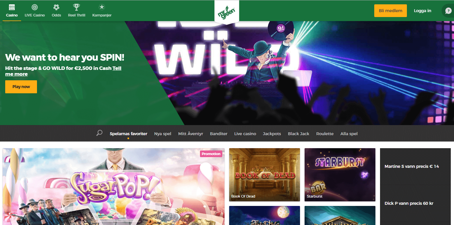 MrGreen kampanjer Maj