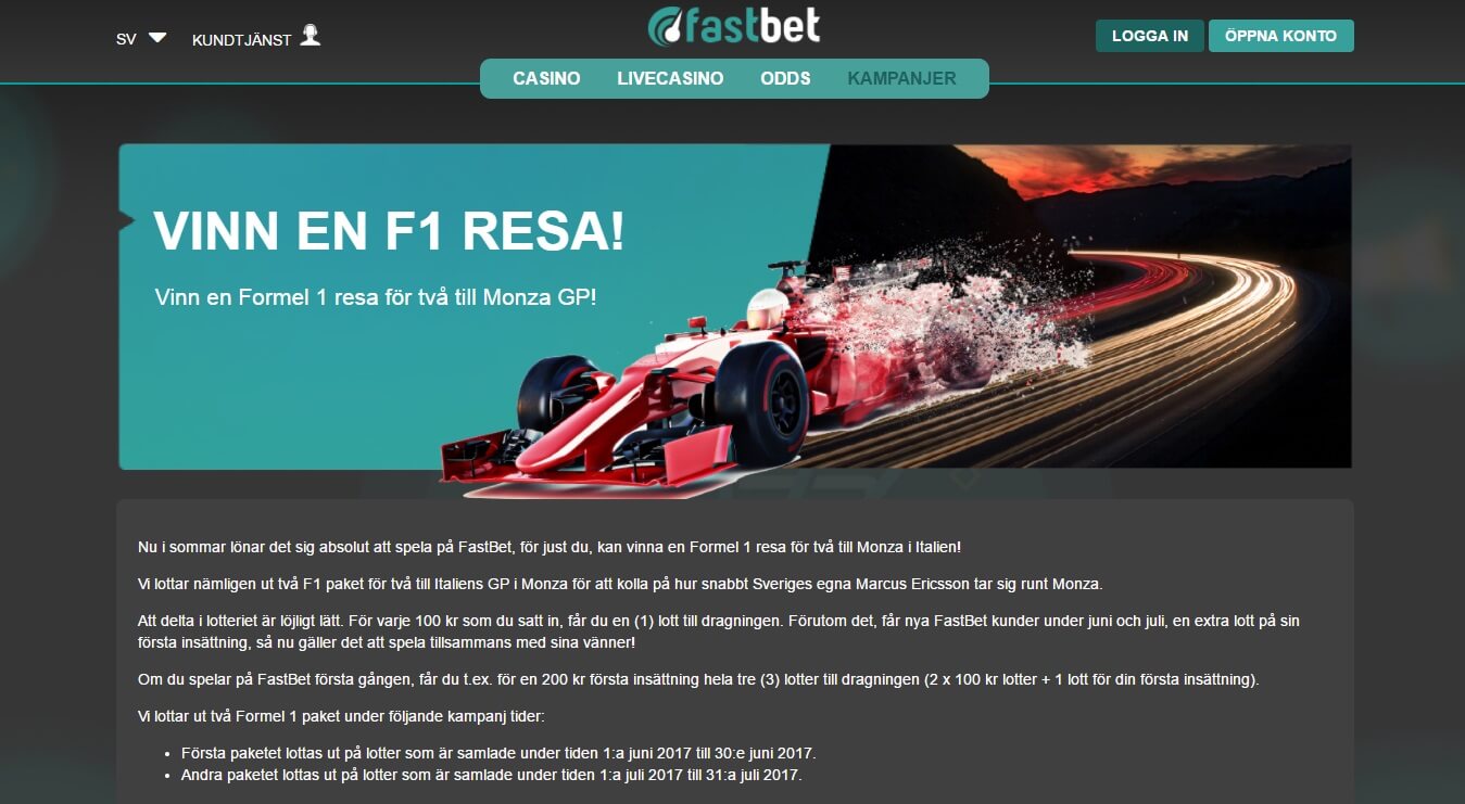 Fastbet F1 kampanj