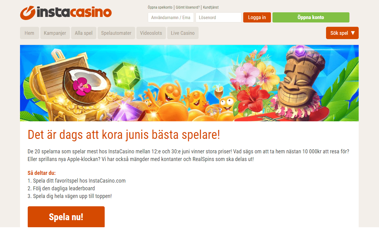 Instacasino spelartävling juni