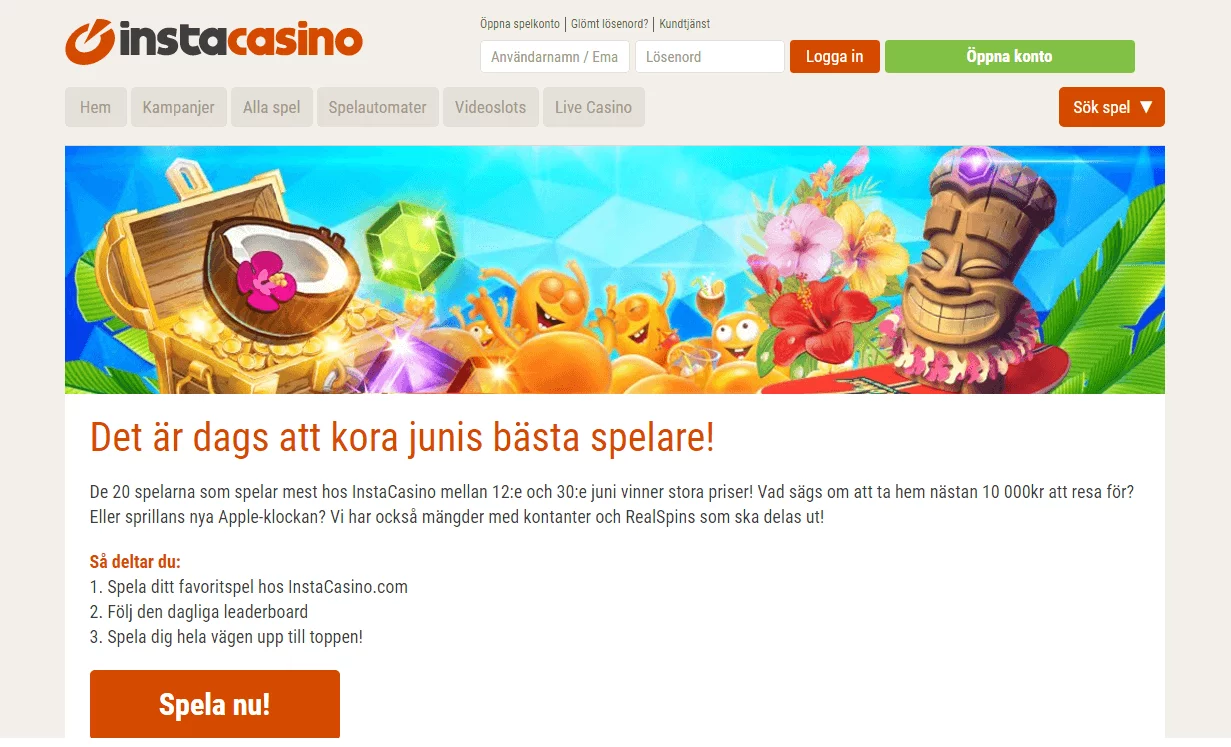 Instacasino spelartävling juni