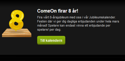 ComeOn firar 8 år!