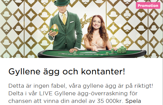 MrGreen Gyllene ägg och kontanter på 35 000 kr