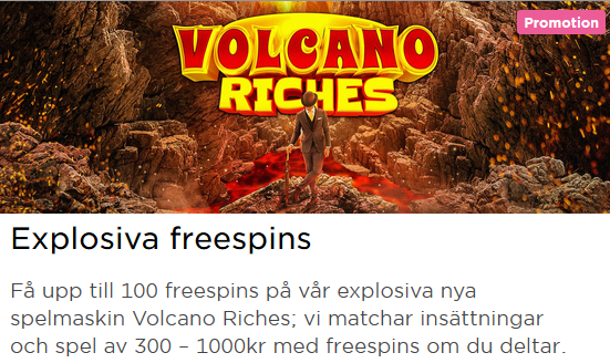 MrGreen Explosiva Freespins Volcano Riches