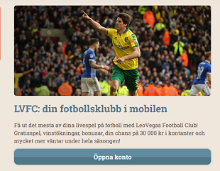 LeoVegas Football Club LVFC Bonusstege 30 000 kr