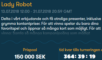 Nätcasino Frank Casino Lady Robot 150 000 prispool