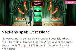 MrGreen Nätcasino Få 175 Freespins på Veckans Spel Lost Island