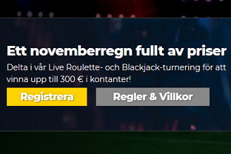 Nätcasino EnergyCasino - Ett novemberregn fullt av priser - Live Roulette och Blackjack turnering!