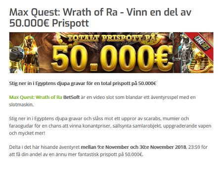 Nätcasino Lapalingo - Max Quest: Wrath of Ra - Vinn en del av 50.000€ Prispott!