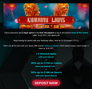 Nätcasino b-Bets Komainu Lions Freespins Bonuspengar!