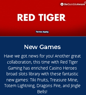 Spela 5 Nya casinospel från Red Tiger på Casino Heroes!