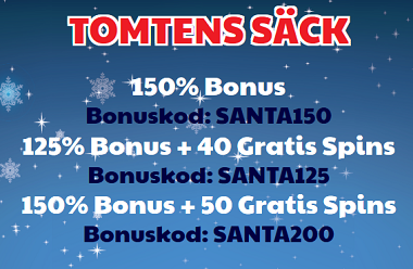 Få insättningsbonusar och freespins i tomtens säck hos Ridika!