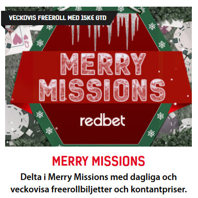 Välkommen till Redbet Merry Missions - slåss om 15 000 € i poker!