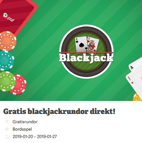 På Paf - 10 gratisrundor = 50 gratishänder i Blackjack!