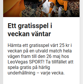 Hämta 2 gratisspel värda 25 kr styck denna vecka på LeoVegas!