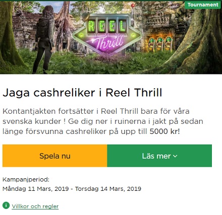 Vinn upp till 5000 kr cash i Reel Thrill hos Mr Green!