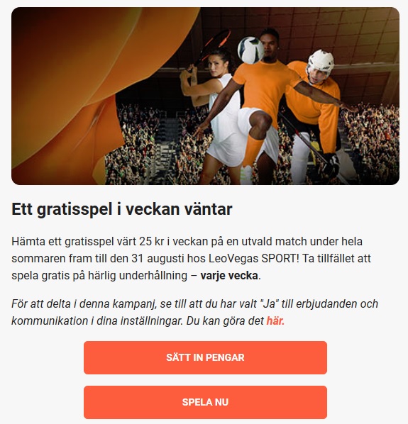 Hämta veckans gratisspel på LeoVegas nu!