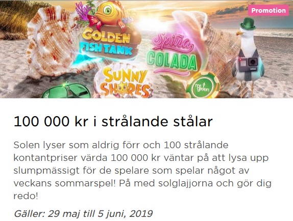 Kampanjen 100 000 kr i strålande stålar på Mr Green!