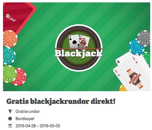 Hämta gratisrundor i Blackjack på Paf!