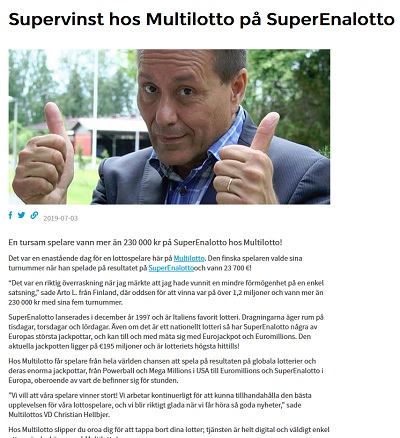 Supervinst i SuperEnalotto på Multilotto!