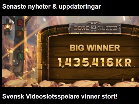 Svensk storvinnare på Videoslots!