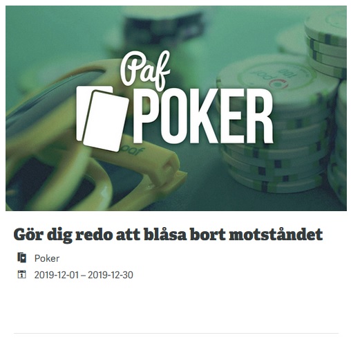 Spela poker 50 000 € Blowout på Paf Casino!